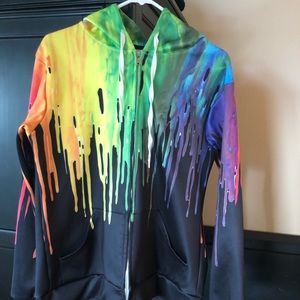 Black and rainbow paint drips hoodie